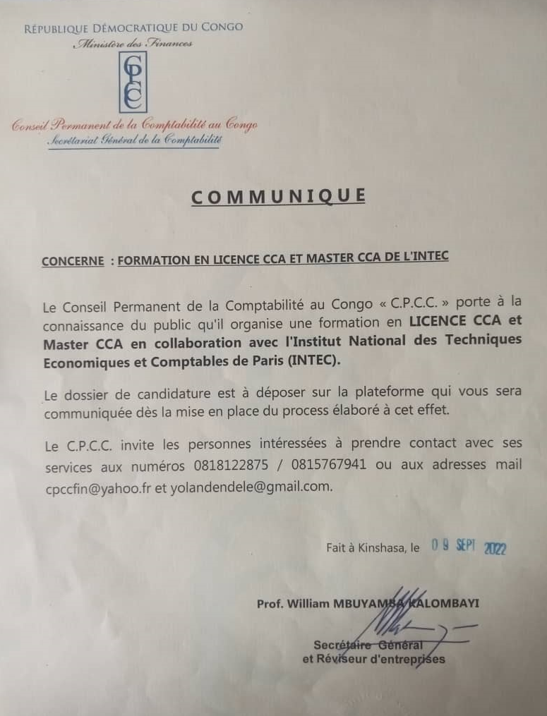 CONSEIL PERMANENT DE LA COMPTABILITE AU CONGO